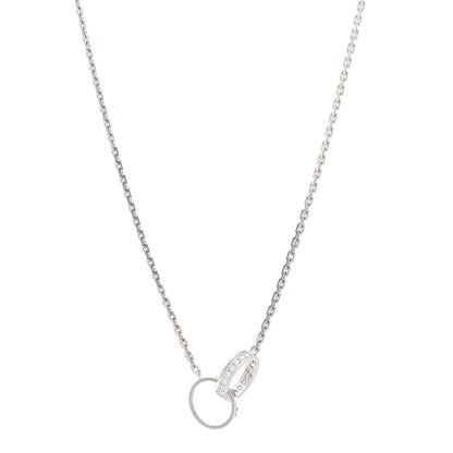 Cartier 18K White Gold Diamond Interlocking LOVE Necklace 1 of 4