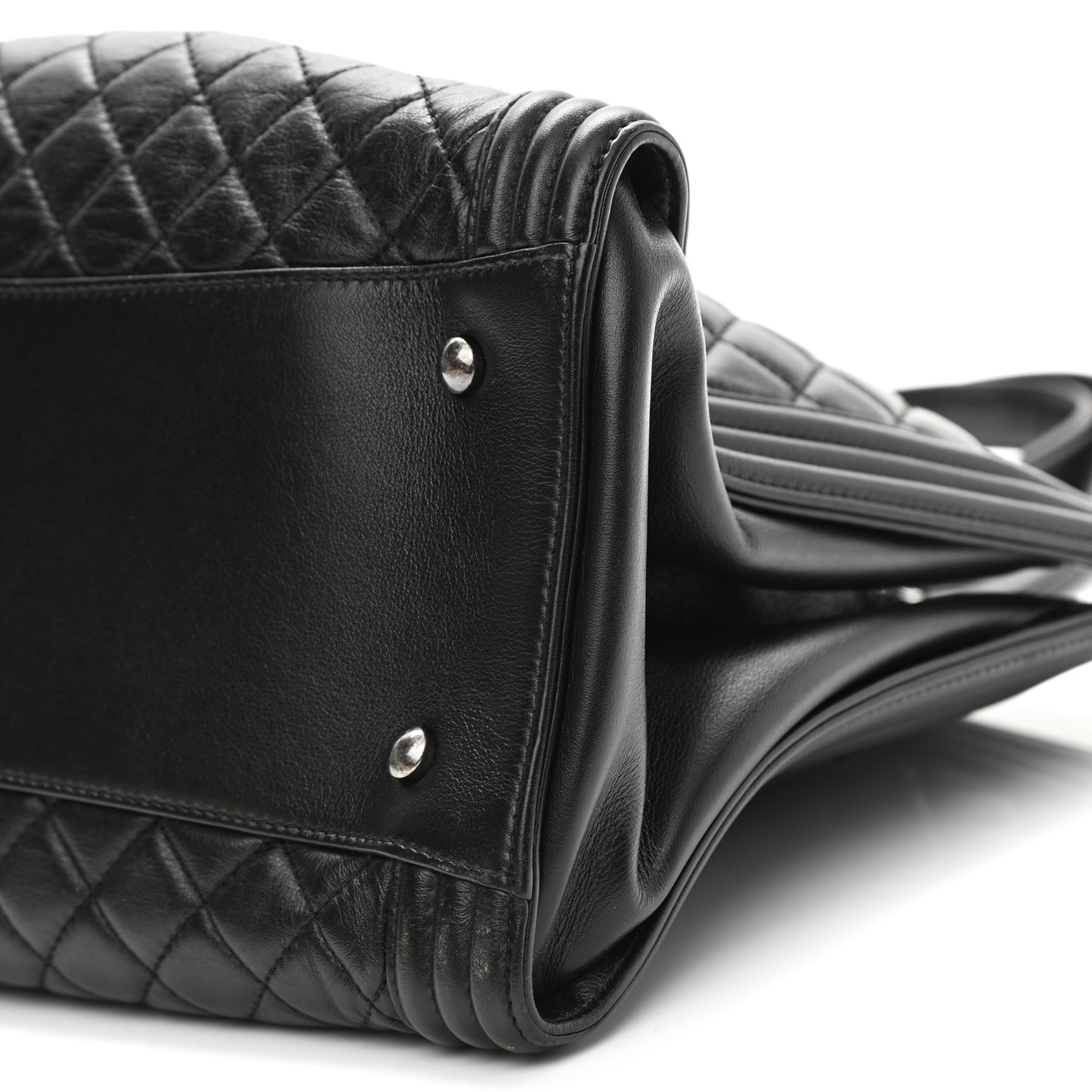 Calfskin Quilted Boy Shopping Tote Black