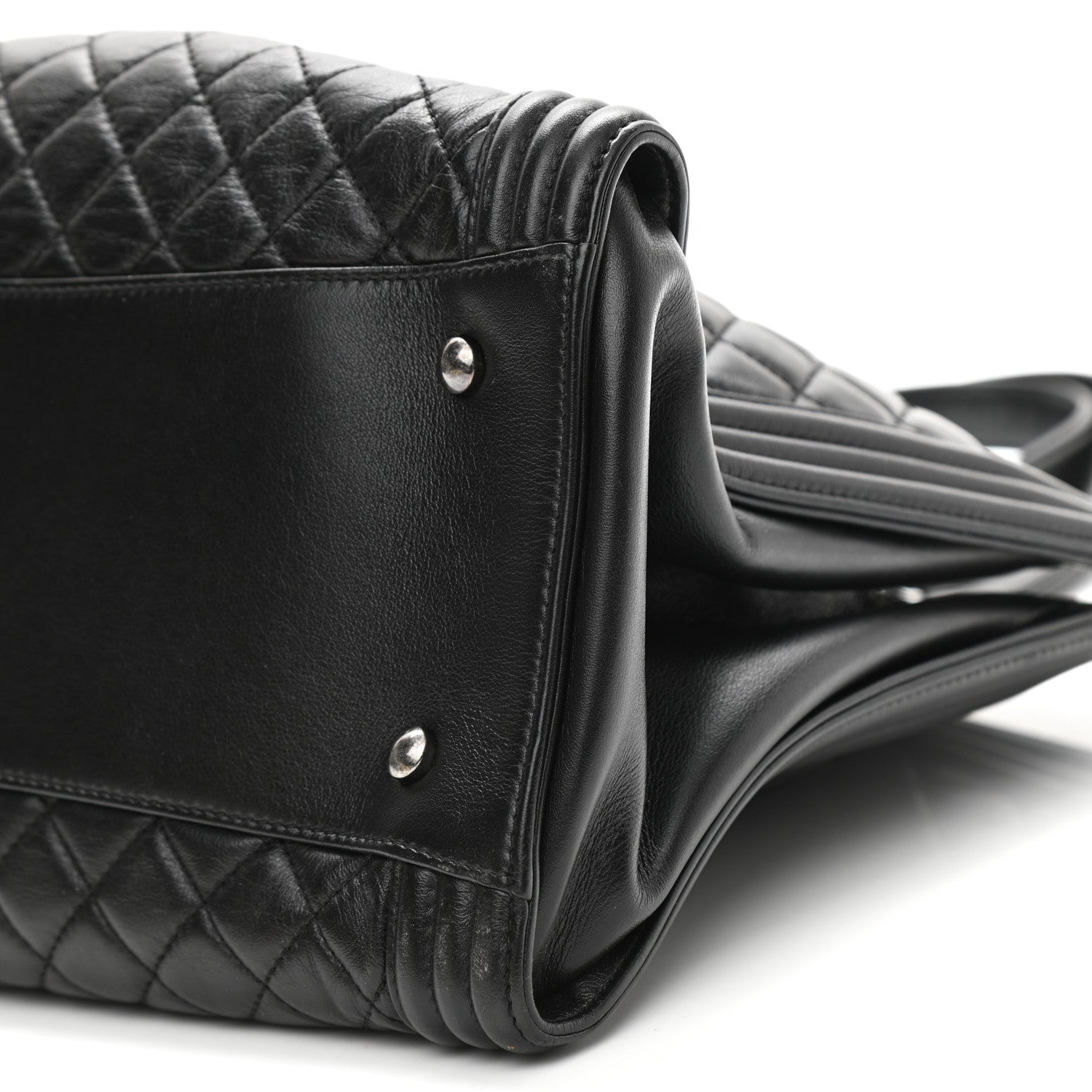 Chanel Calfskin Quilted Boy Shopping Tote Black 10 of 11