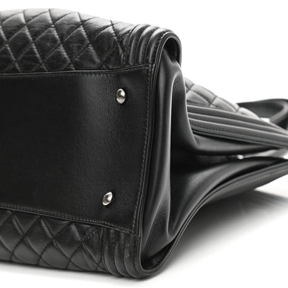 Chanel Calfskin Quilted Boy Shopping Tote Black 10 of 11