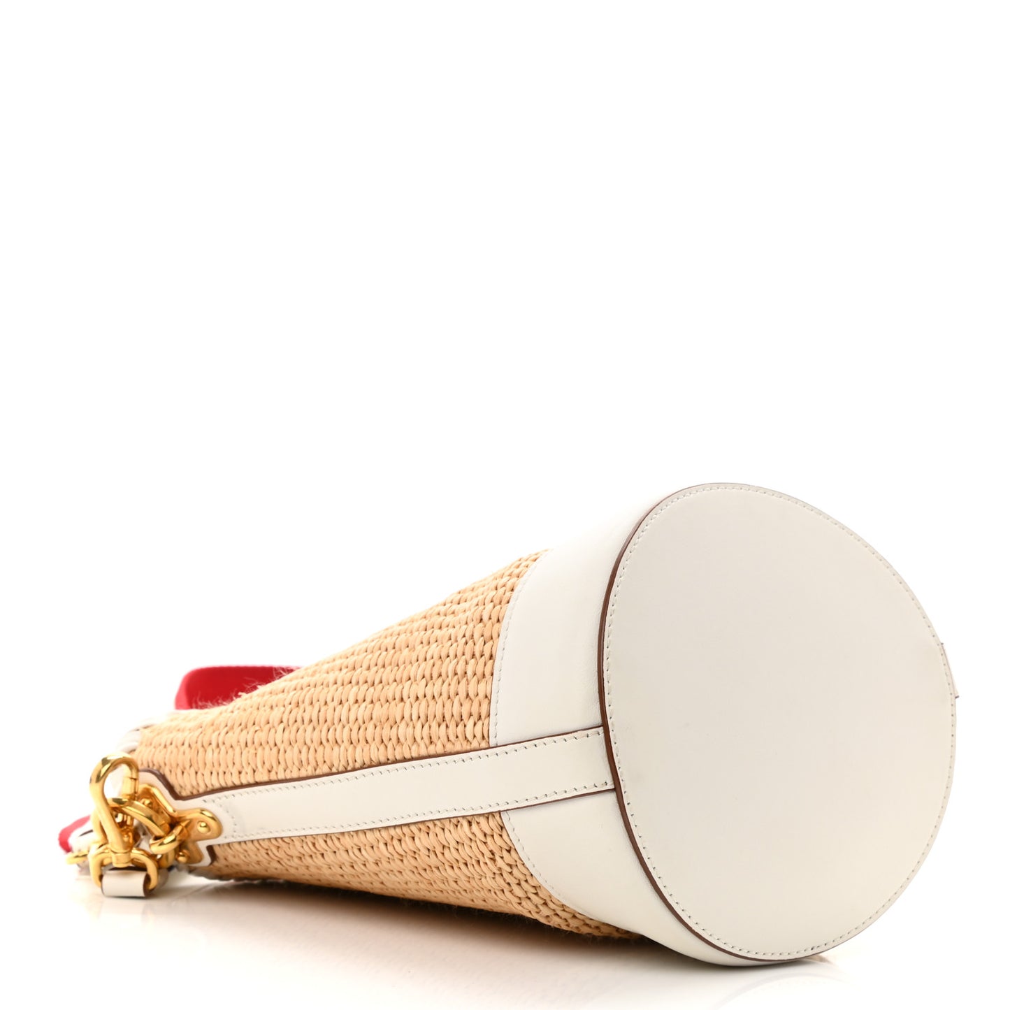 Paglia City Calfskin Bucket Bag Naturale White