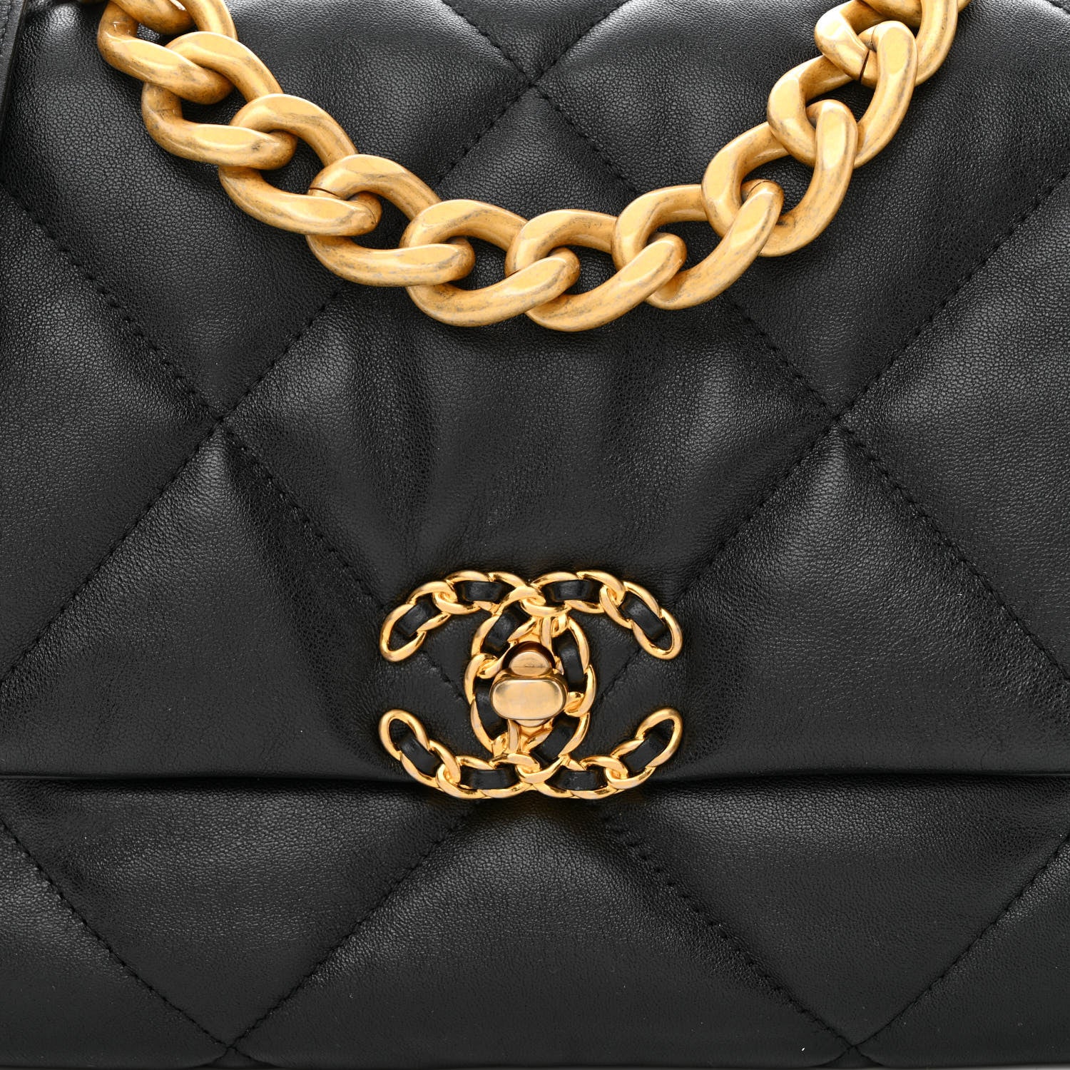 Chanel Goatskin Quilted Large Chanel 19 Flap Black 8 of 11