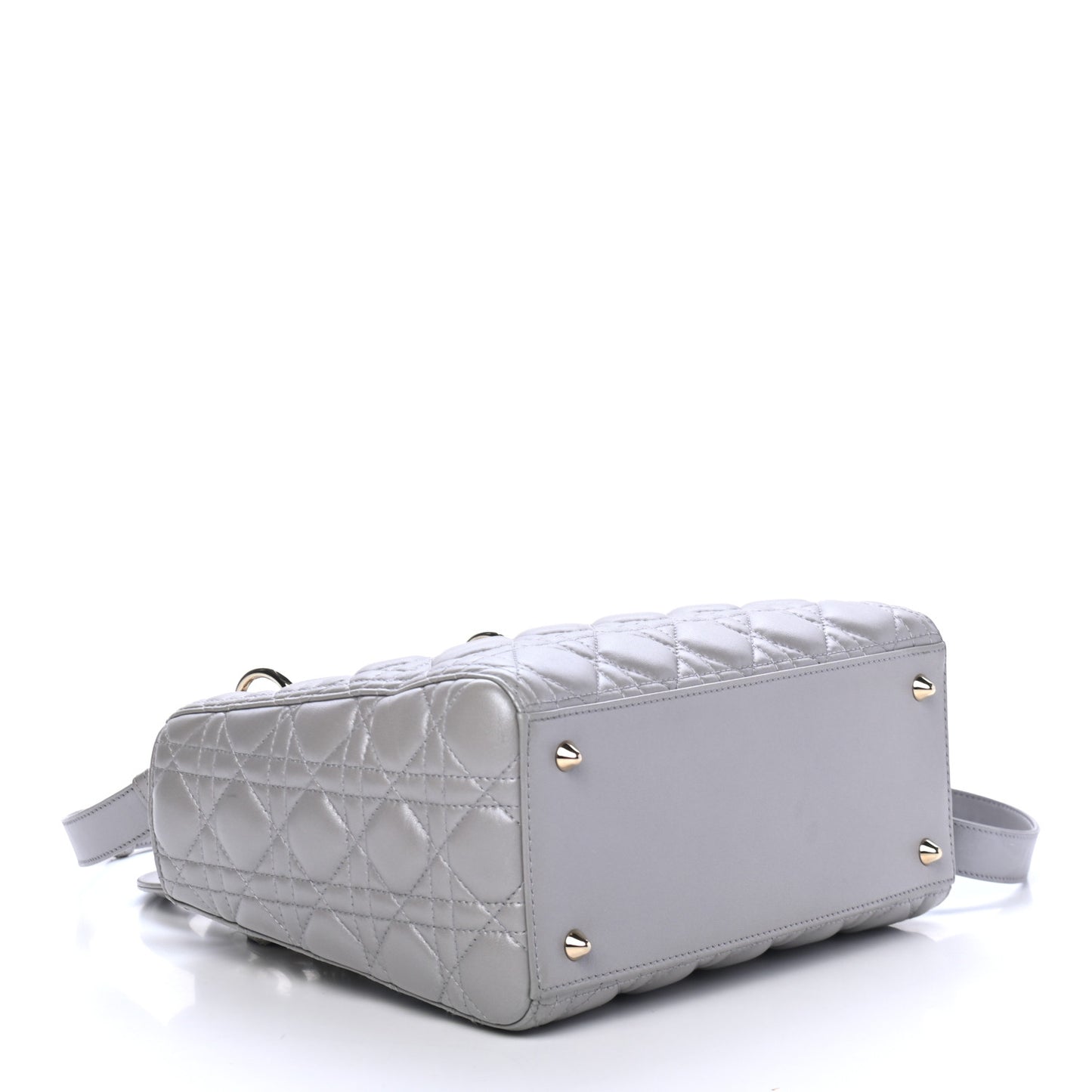 Pearly Lambskin Cannage Medium Lady Dior Grey