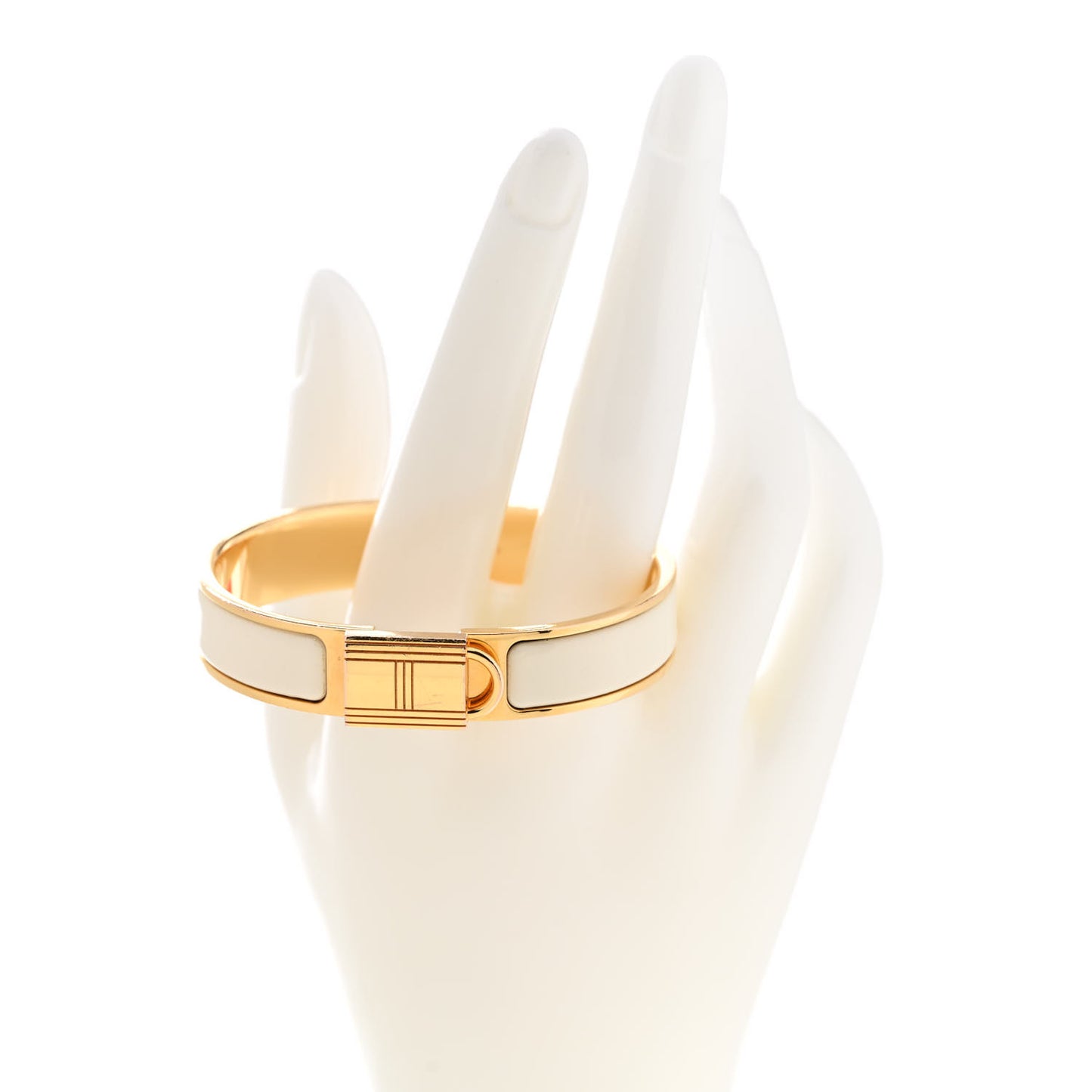 Enamel Narrow Clic Cadenas Bracelet PM White