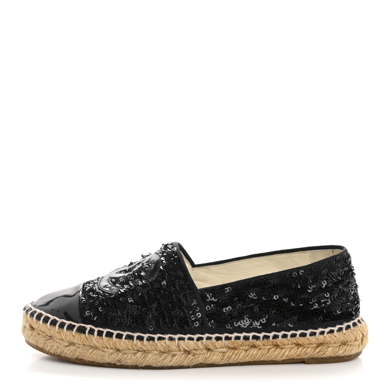 Chanel Patent Sequin CC Espadrilles 37 Black 2 of 18