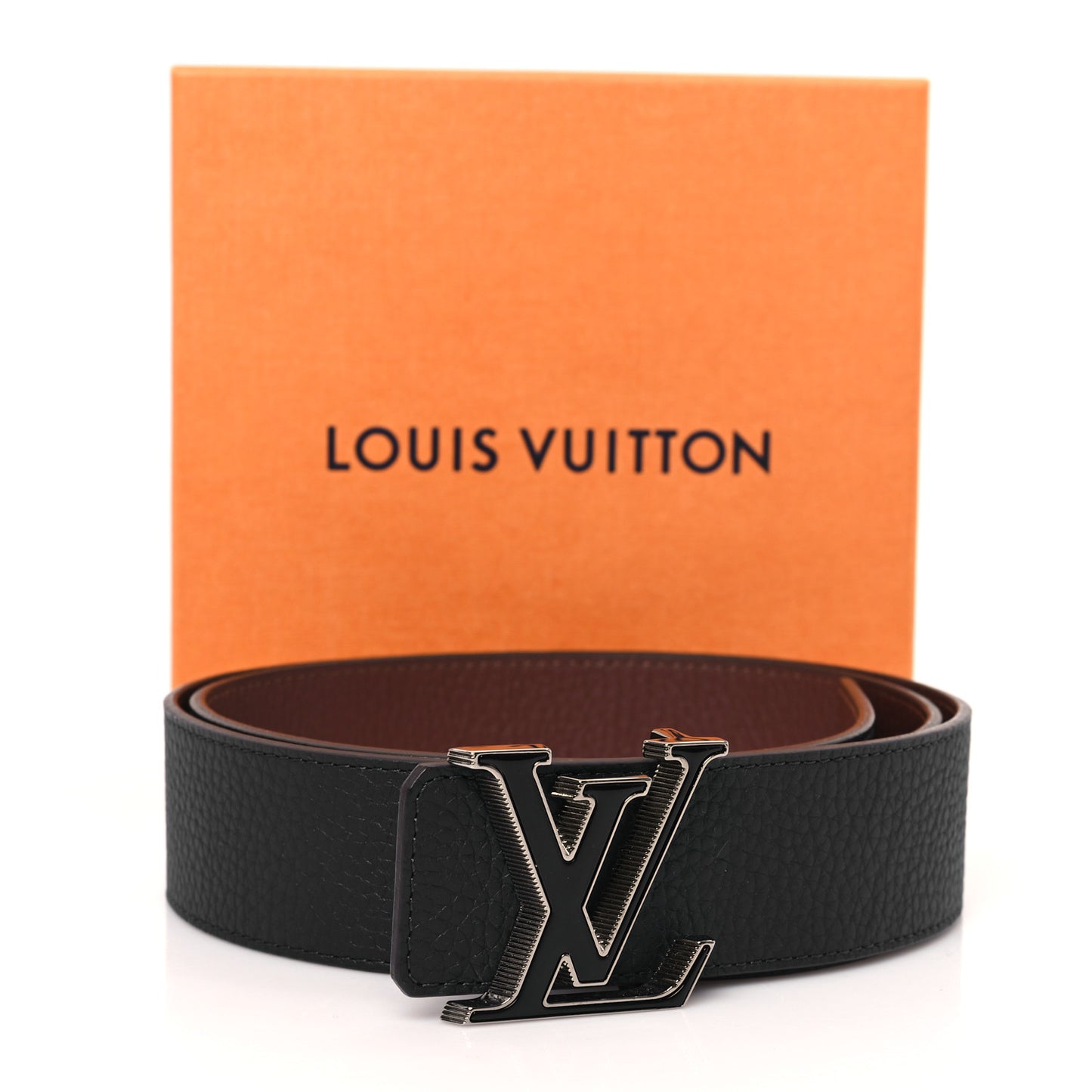 Taurillon Calfskin 40mm LV Tilt Reversible Belt 95 38 Navy Cognac