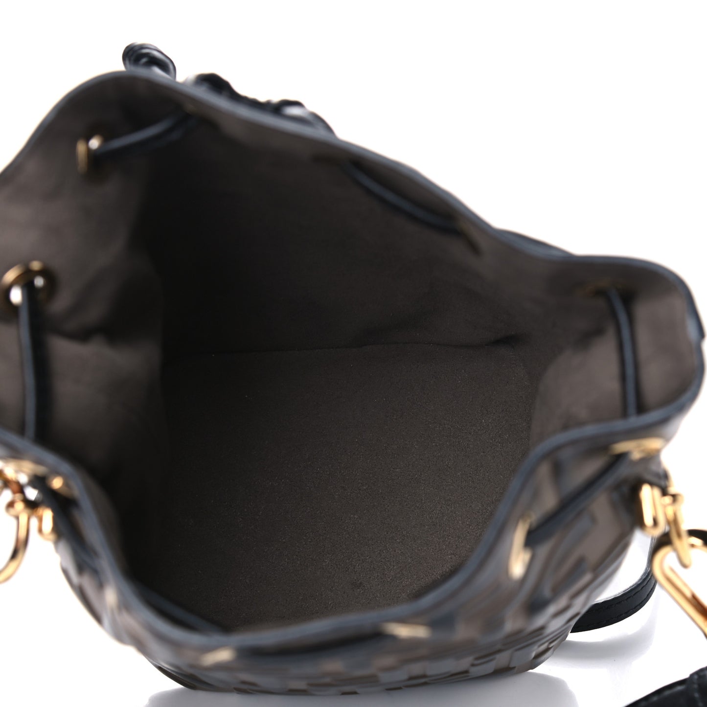 Vitello Liberty F is Fendi Bi-Color FF 1974 Embossed Mini Mon Tresor Bucket Bag Maya Black