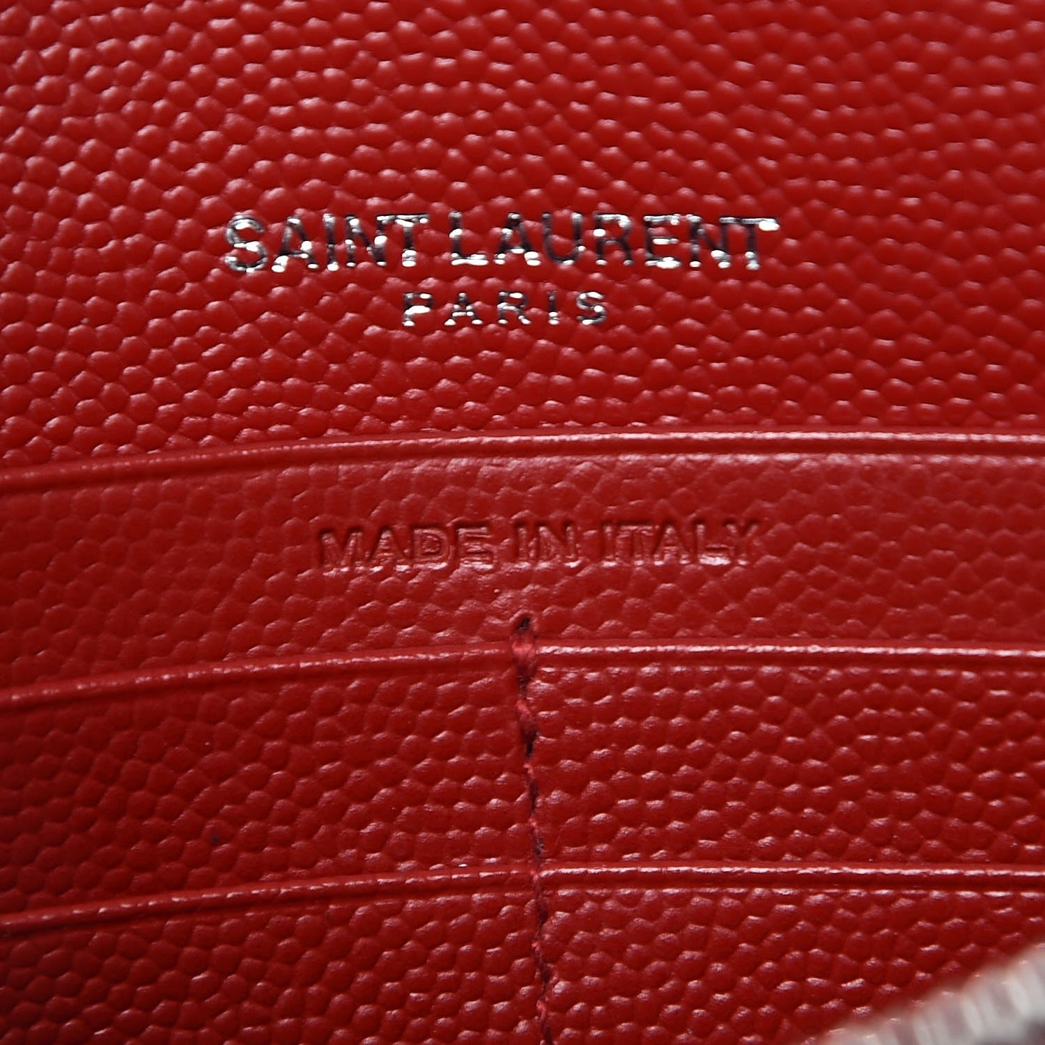 Saint Laurent Grain De Poudre Matelasse Chevron Monogram Envelope Chain Wallet New Red 7 of 7