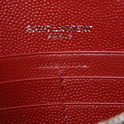 Saint Laurent Grain De Poudre Matelasse Chevron Monogram Envelope Chain Wallet New Red 7 of 7