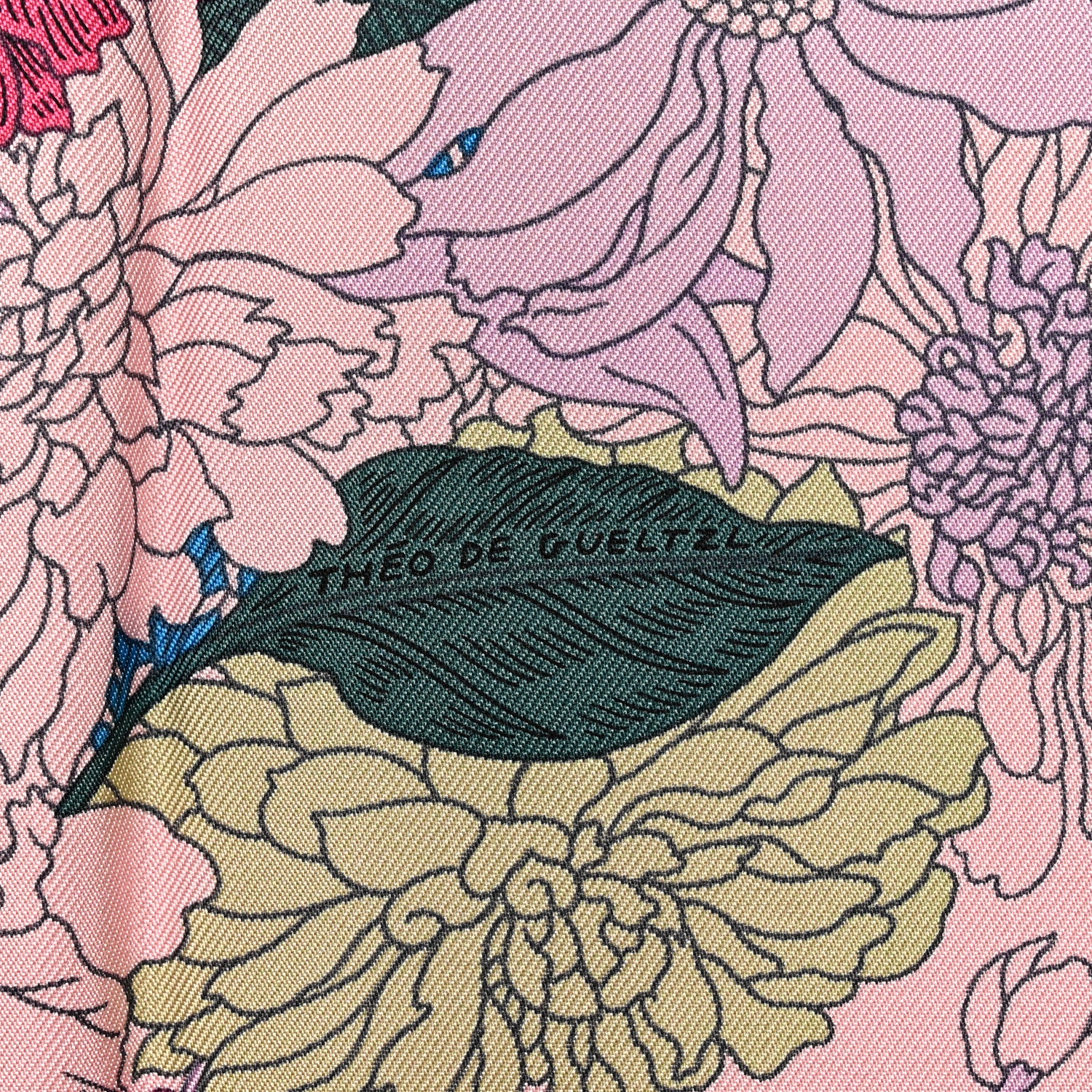 Hermes Silk Twill Robe Legere Scarf 90 Rose Hortensia Bleu 6 of 6