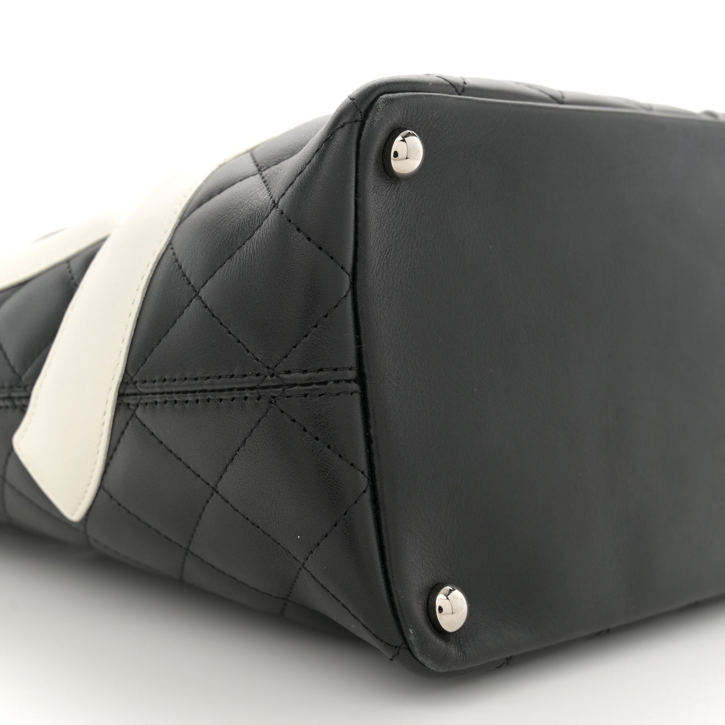 Calfskin Quilted Medium Cambon Tote Black White