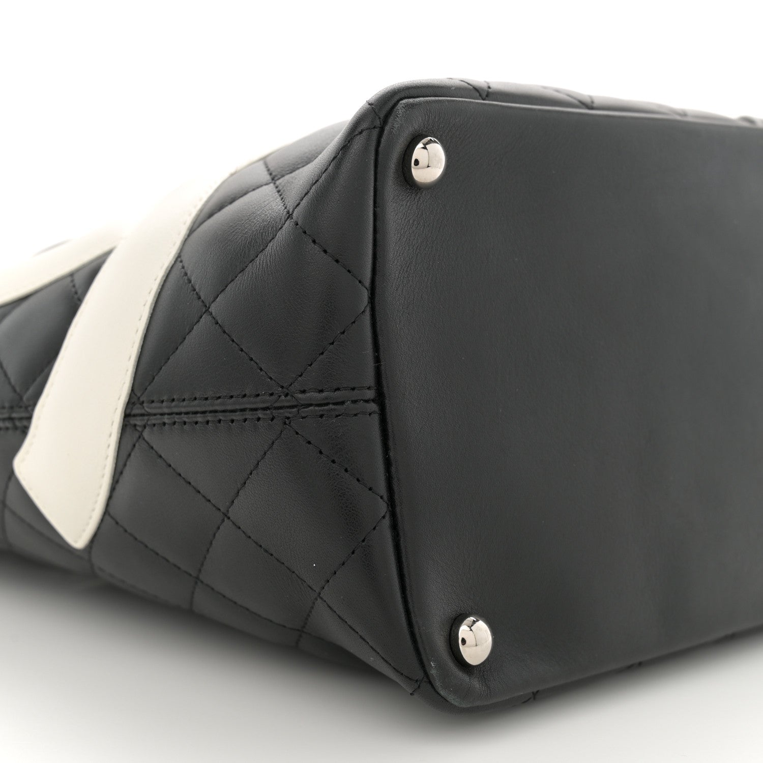 Chanel Calfskin Quilted Medium Cambon Tote Black White 9 of 10