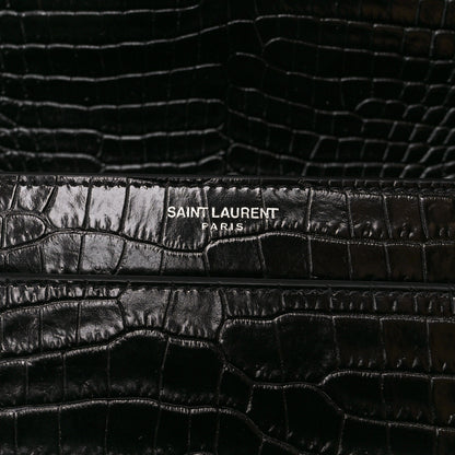 Saint Laurent Calfskin Crocodile Embossed Large Monogram Sunset Black 6 of 13