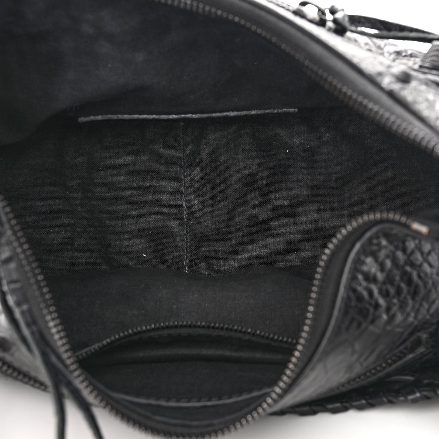 Extra Supple Calfskin Crocodile Embossed Monochrome Small Le Cagole Shoulder Bag Black