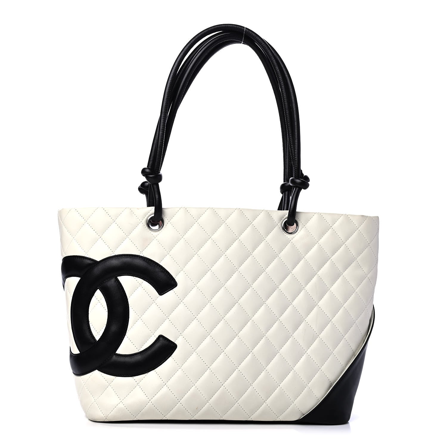 Chanel Calfskin Quilted Large Cambon Tote White Black 1 of 6