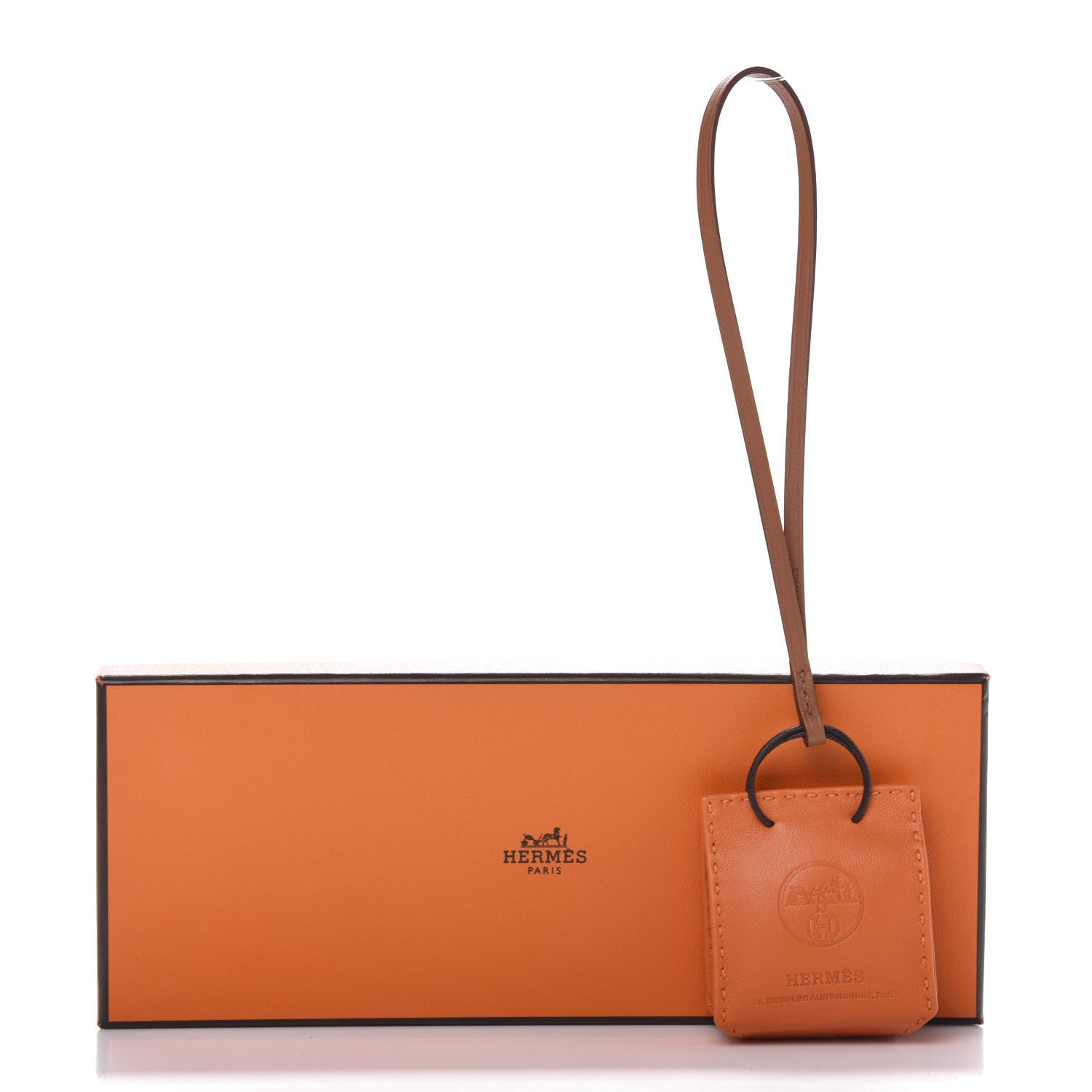 Hermes Milo Lambskin Swift Shopping Bag Charm Feu Gold 6 of 6