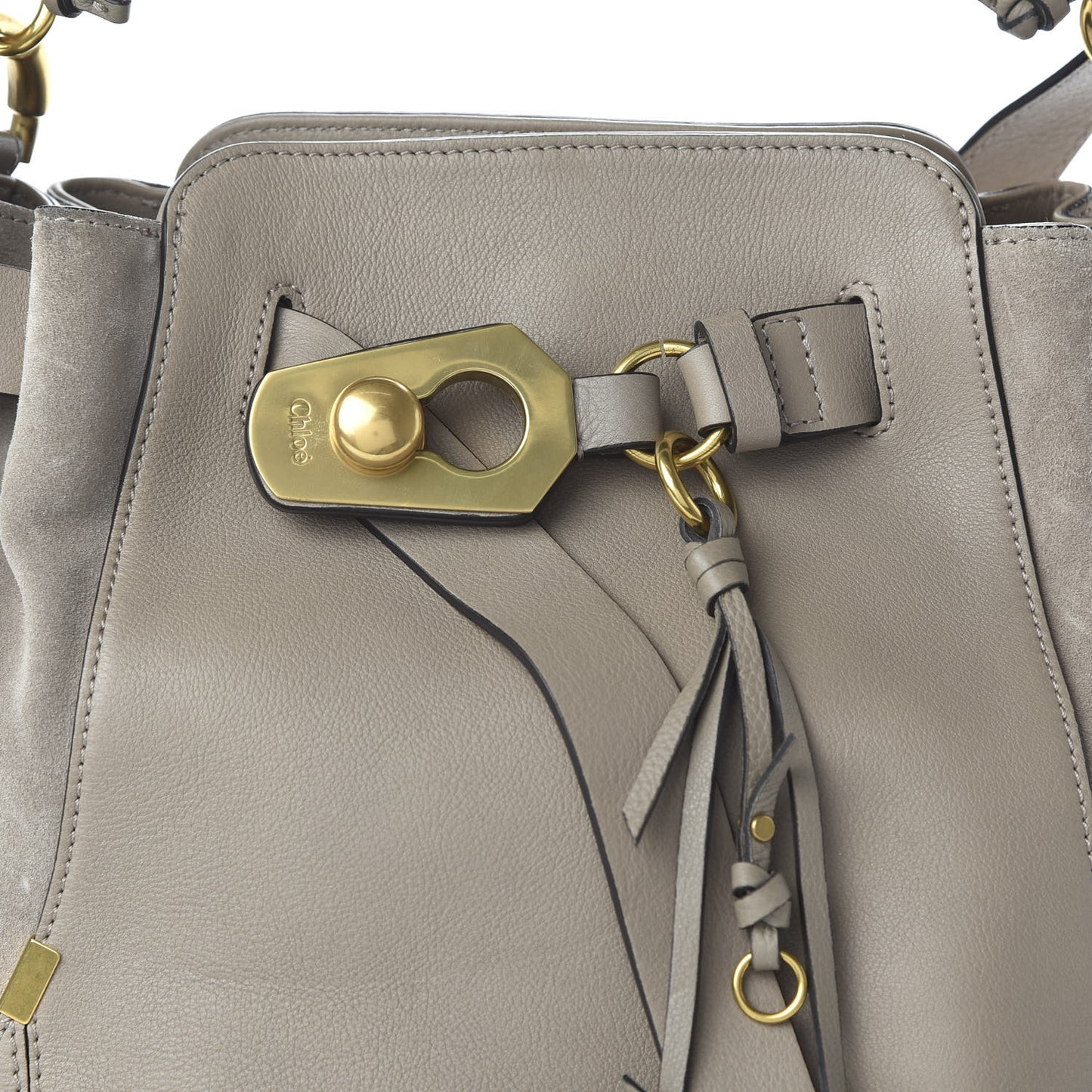 Suede Calfskin Medium Owen Bucket Bag Motty Grey
