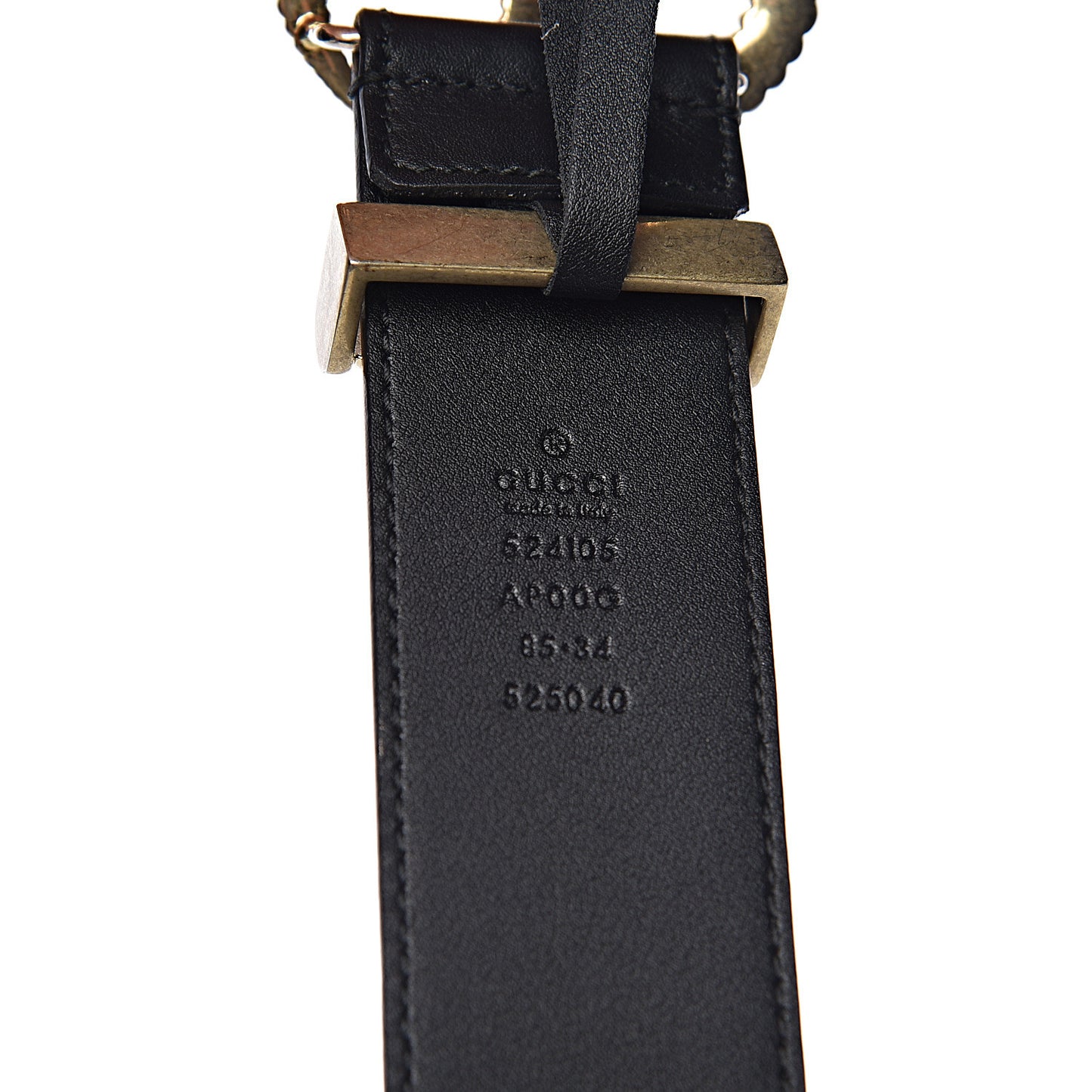 Moon Calfskin Torchon Double G 40mm Belt 85 34 Black