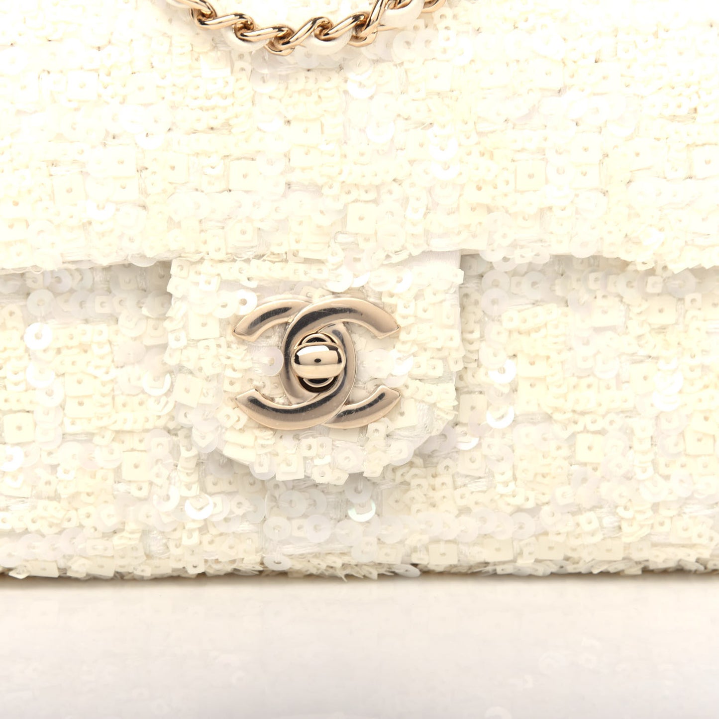 Sequin Mini Rectangular Flap White