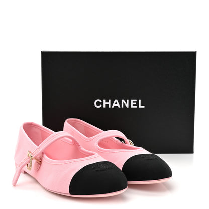 Chanel Fabric Grosgrain Mary Jane Flats 41 Light Pink Black 10 of 10