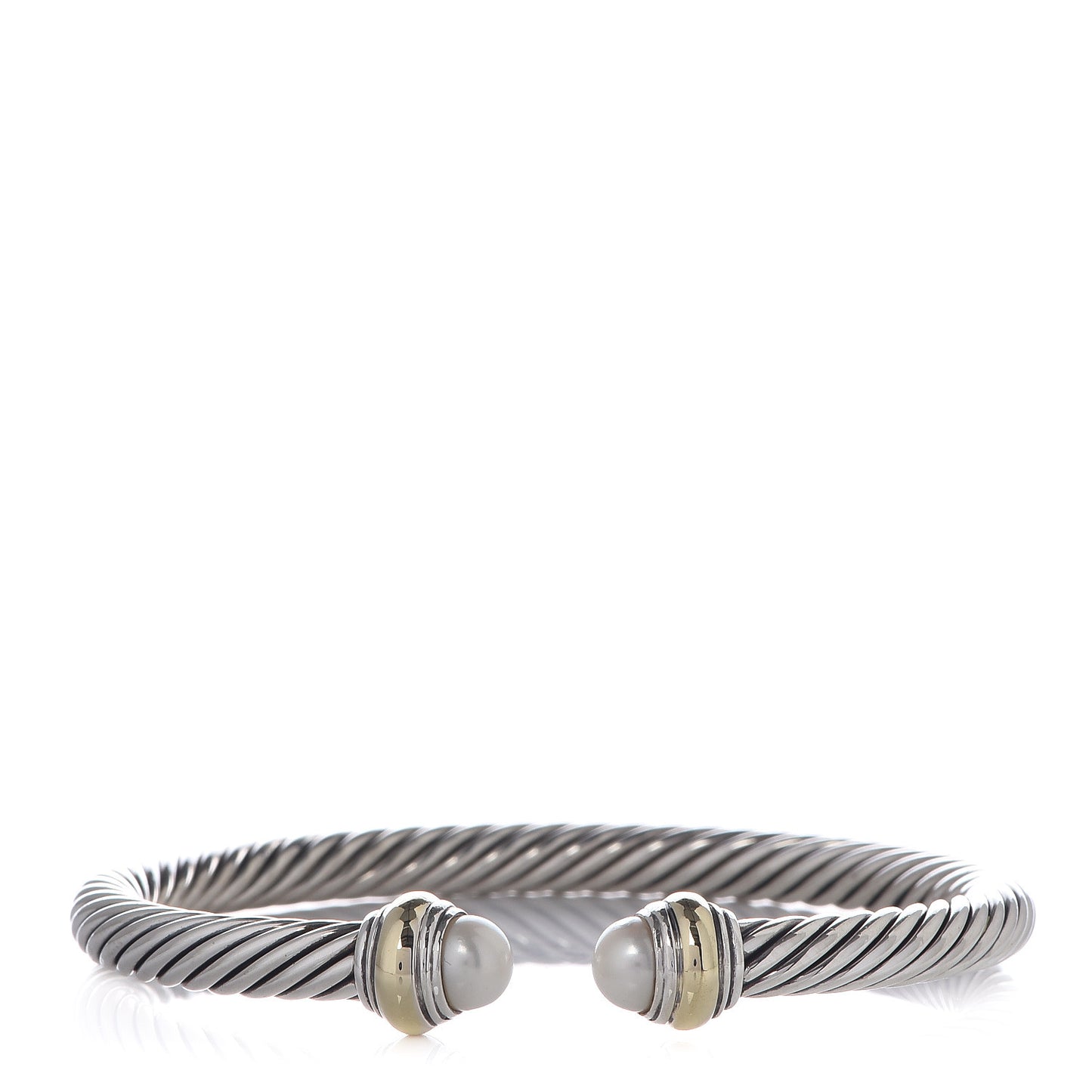 Sterling Silver 14K Yellow Gold Pearl 5mm Cable Classics Bracelet
