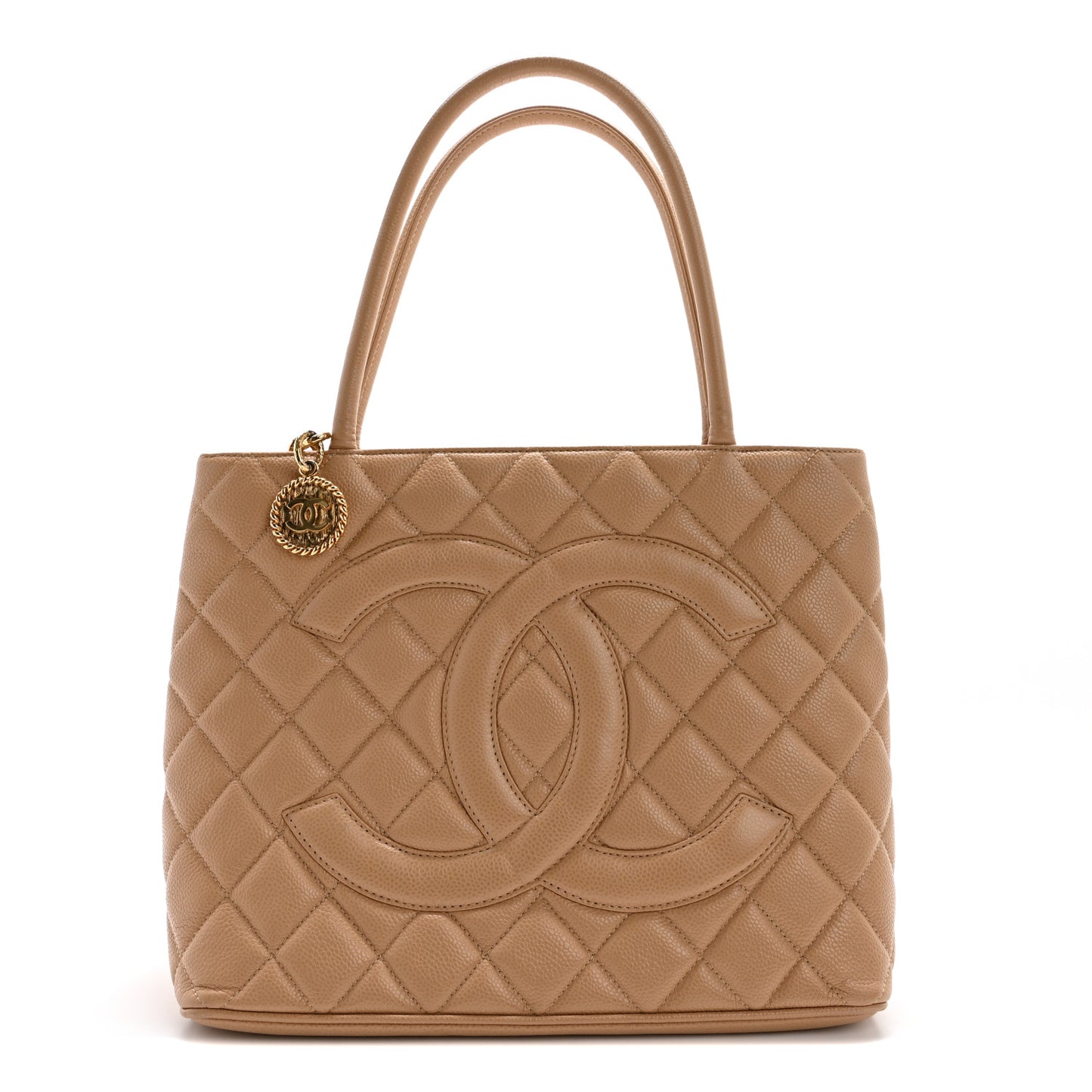 Caviar Quilted Medallion Tote Beige