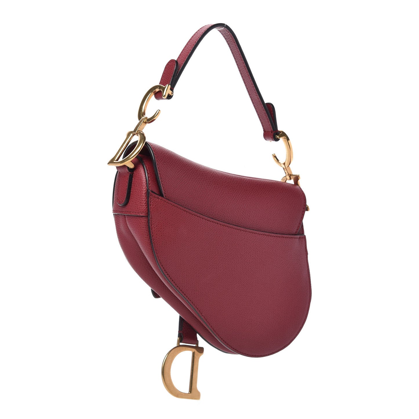 Grained Calfskin Mini Saddle Bag Red