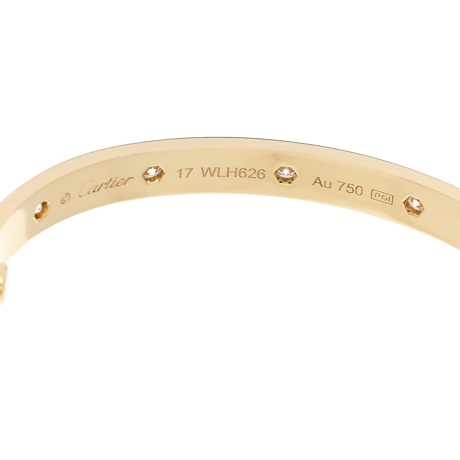 Cartier 18K Yellow Gold 10 Diamond LOVE Bracelet 17 7 of 9