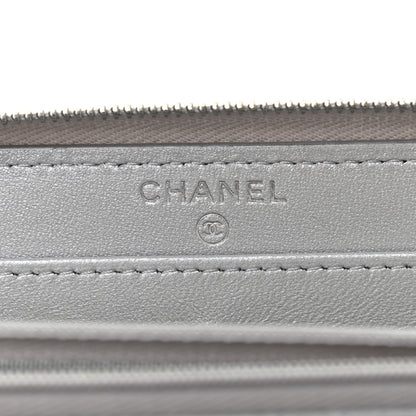 Chanel Metallic Caviar Quilted Large Gusset Zip Around Wallet Silver 6 of 9