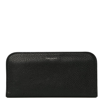 Saint Laurent Grained Calfskin Rive Gauche Zip Around Wallet Black 1 of 12