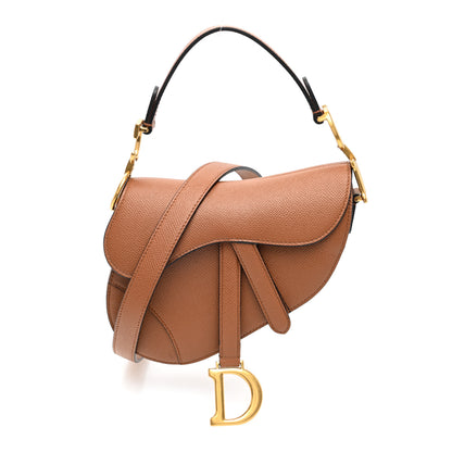 Christian Dior Grained Calfskin Mini Saddle Bag With Strap Camello 1 of 10