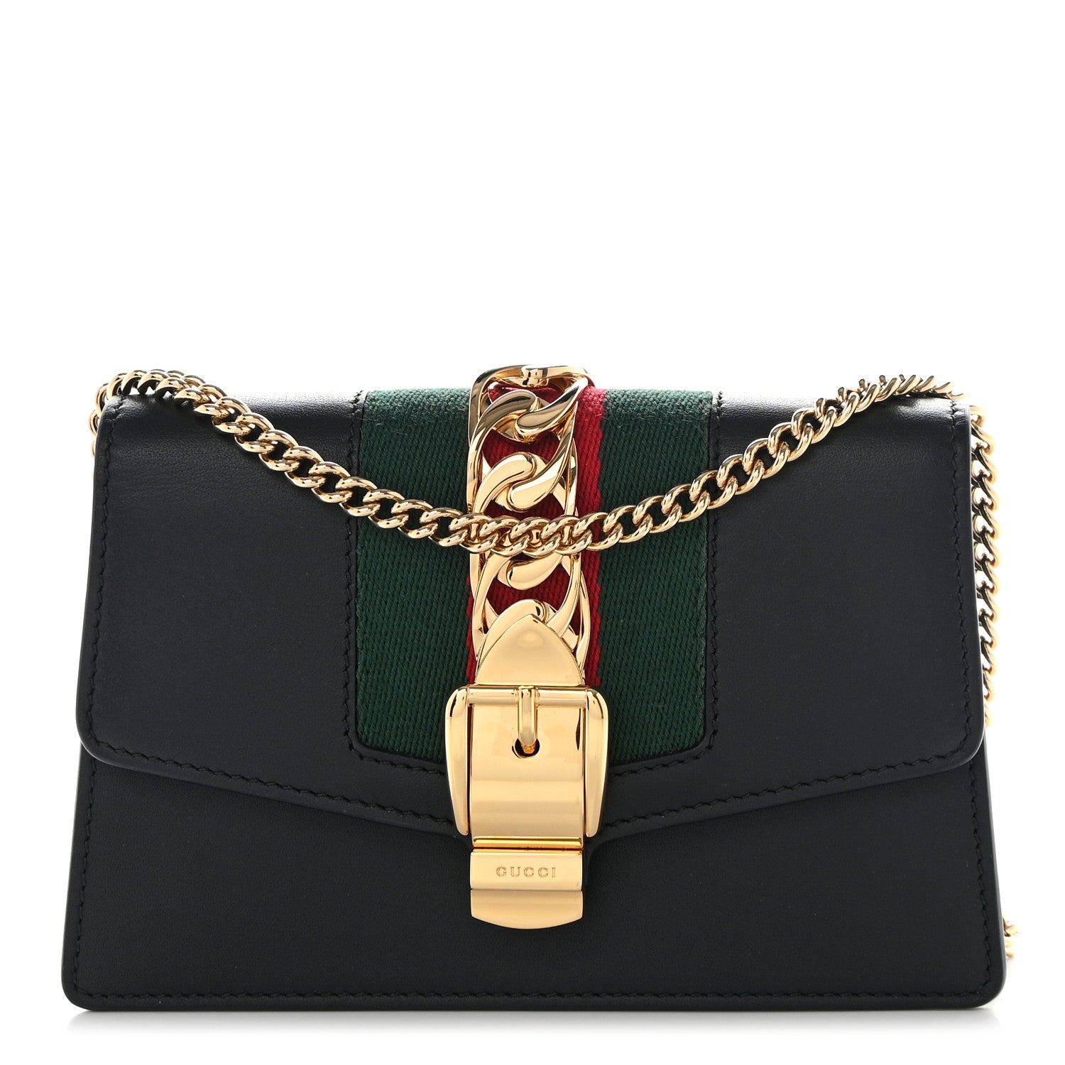 Gucci Calfskin Super Mini Sylvie Chain Shoulder Bag Black 1 of 11