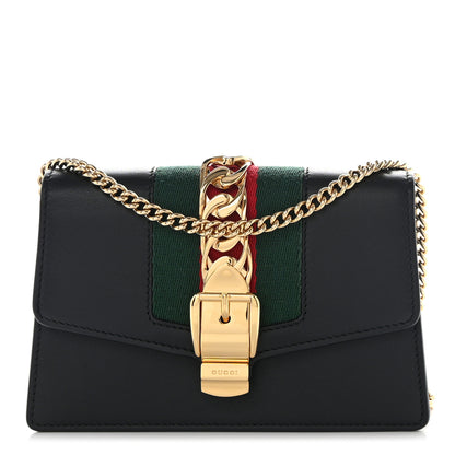 Gucci Calfskin Super Mini Sylvie Chain Shoulder Bag Black 1 of 11