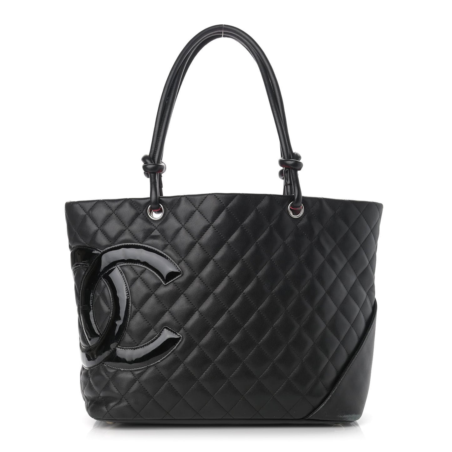 Calfskin Quilted Large Cambon Tote Black