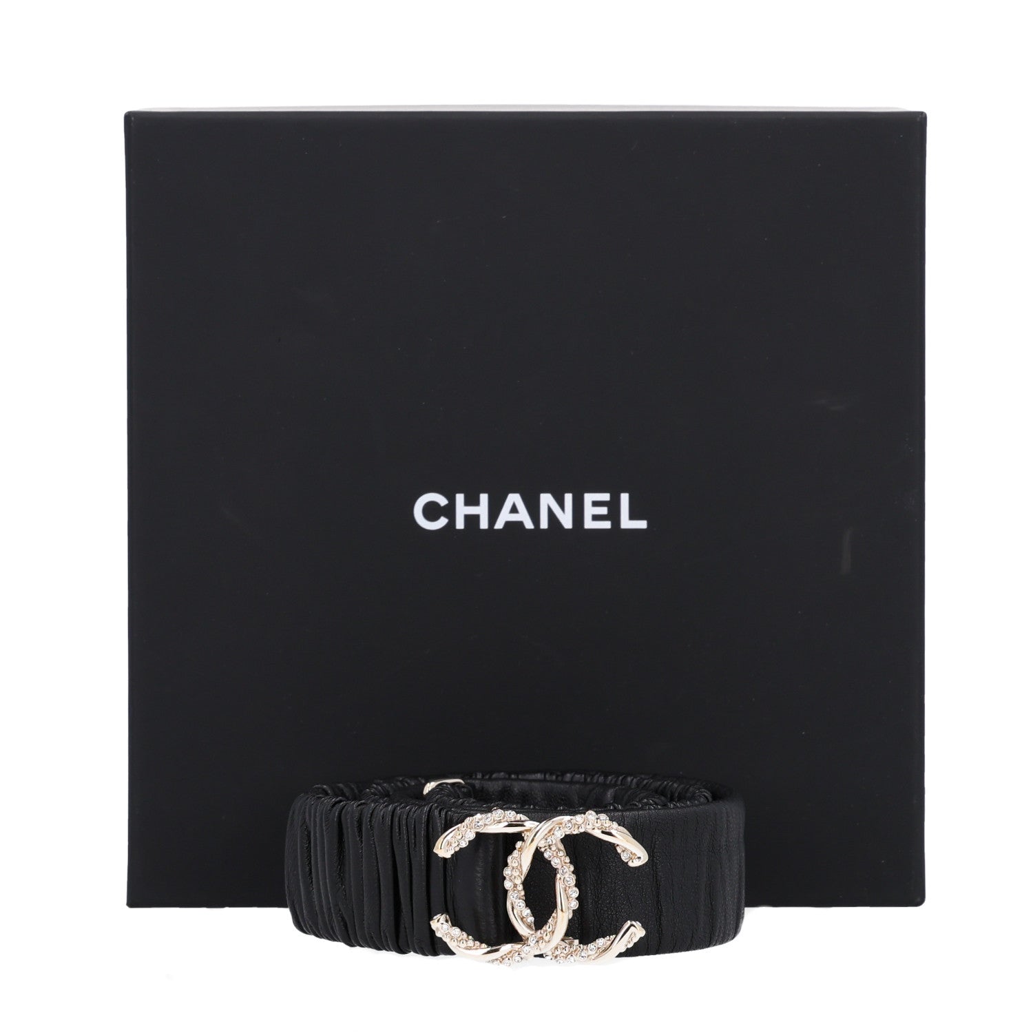 Chanel Lambskin Crystal CC Belt 90 36 Black 4 of 4
