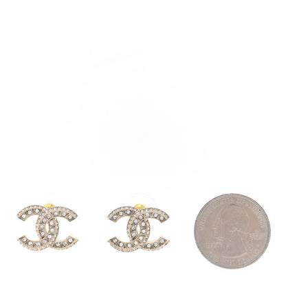 Chanel Crystal Timeless CC Earrings Light Gold 2 of 5