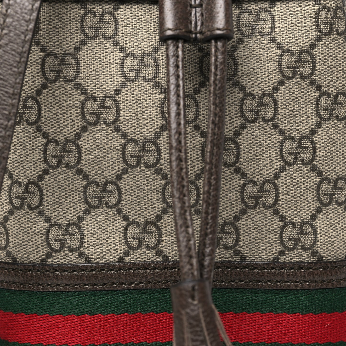 GG Supreme Monogram Web Mini Ophidia Bucket Bag Brown