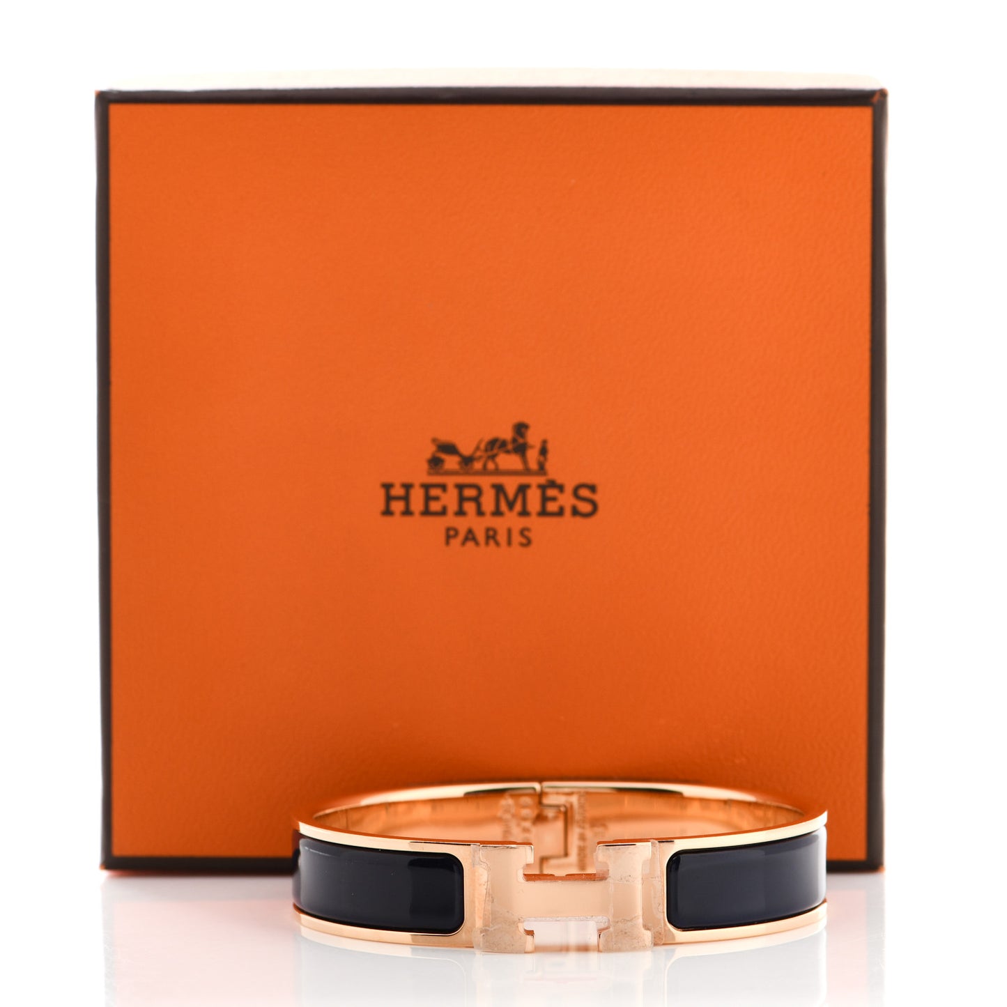 Enamel Narrow Clic Clac H Bracelet PM Black