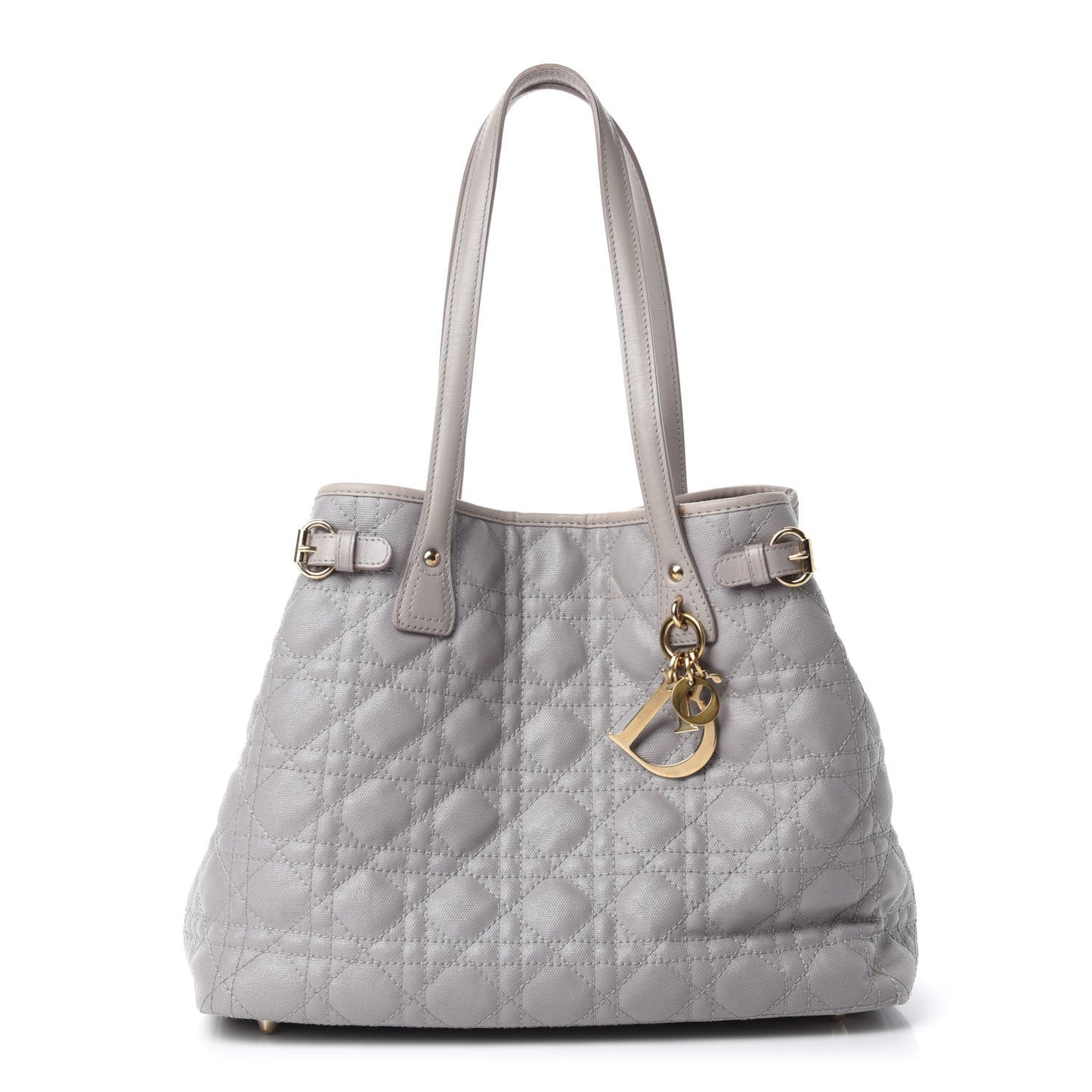Coated Canvas Cannage Small Panarea Tote Grey