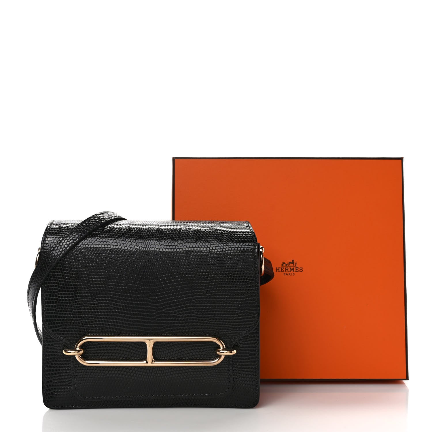 Hermes Lizard Mini Sac Roulis Black 10 of 10