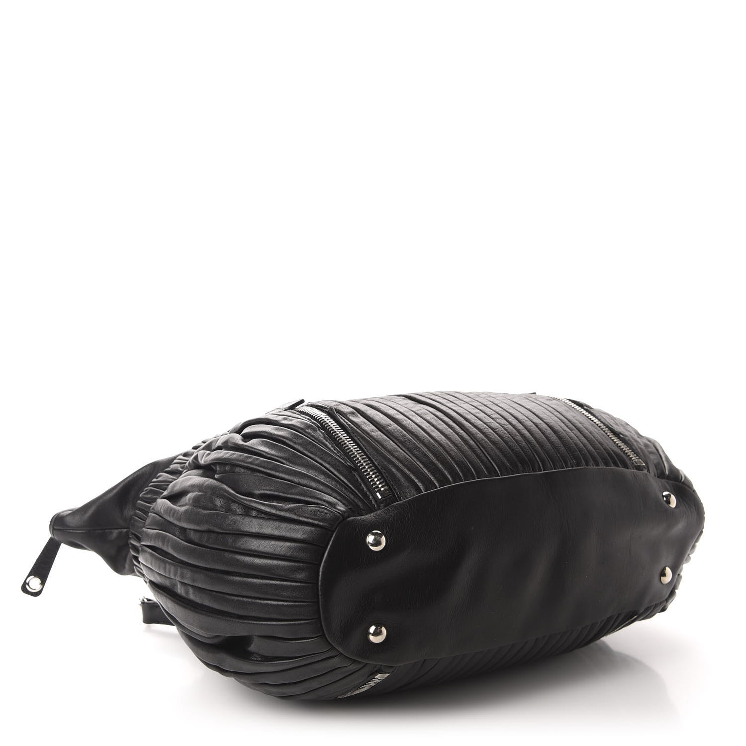 Miu Miu Nappa Plisse Zip Satchel Black 4 of 11