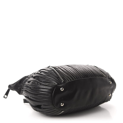 Miu Miu Nappa Plisse Zip Satchel Black 4 of 11