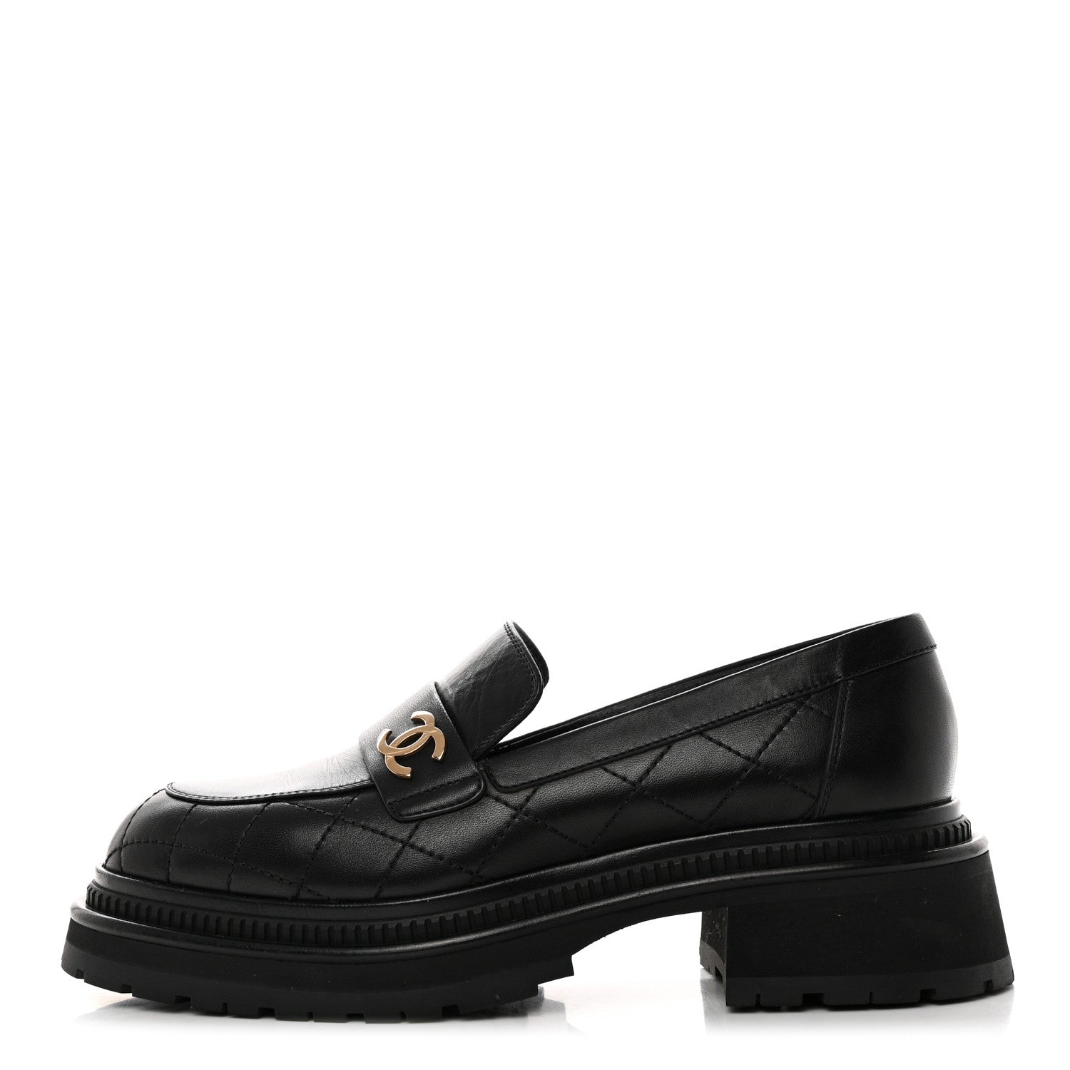 Chanel Calfskin Quilted CC Mocassin Loafers 39 Black 1 of 9