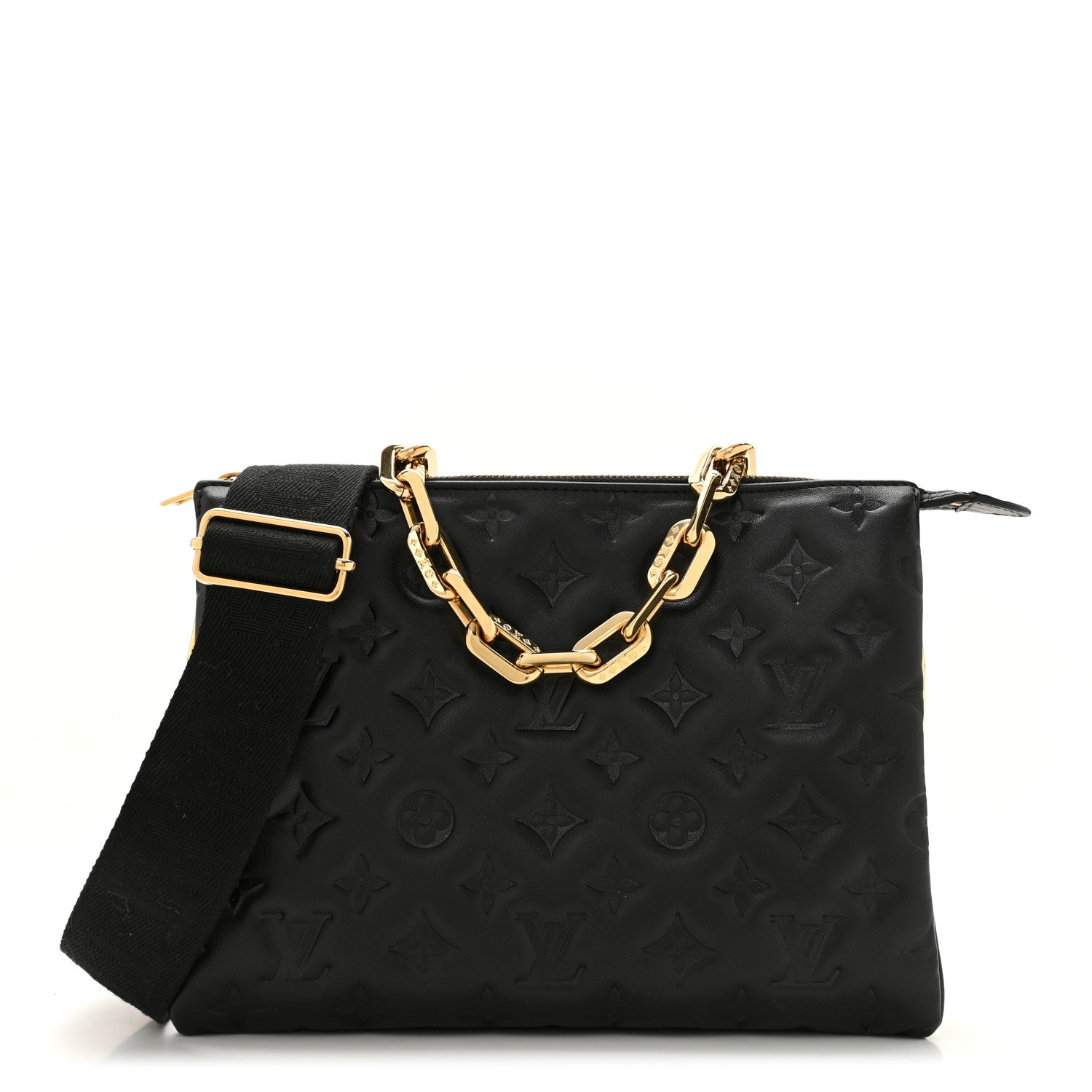 Louis Vuitton Lambskin Embossed Monogram Coussin PM Black 1 of 12