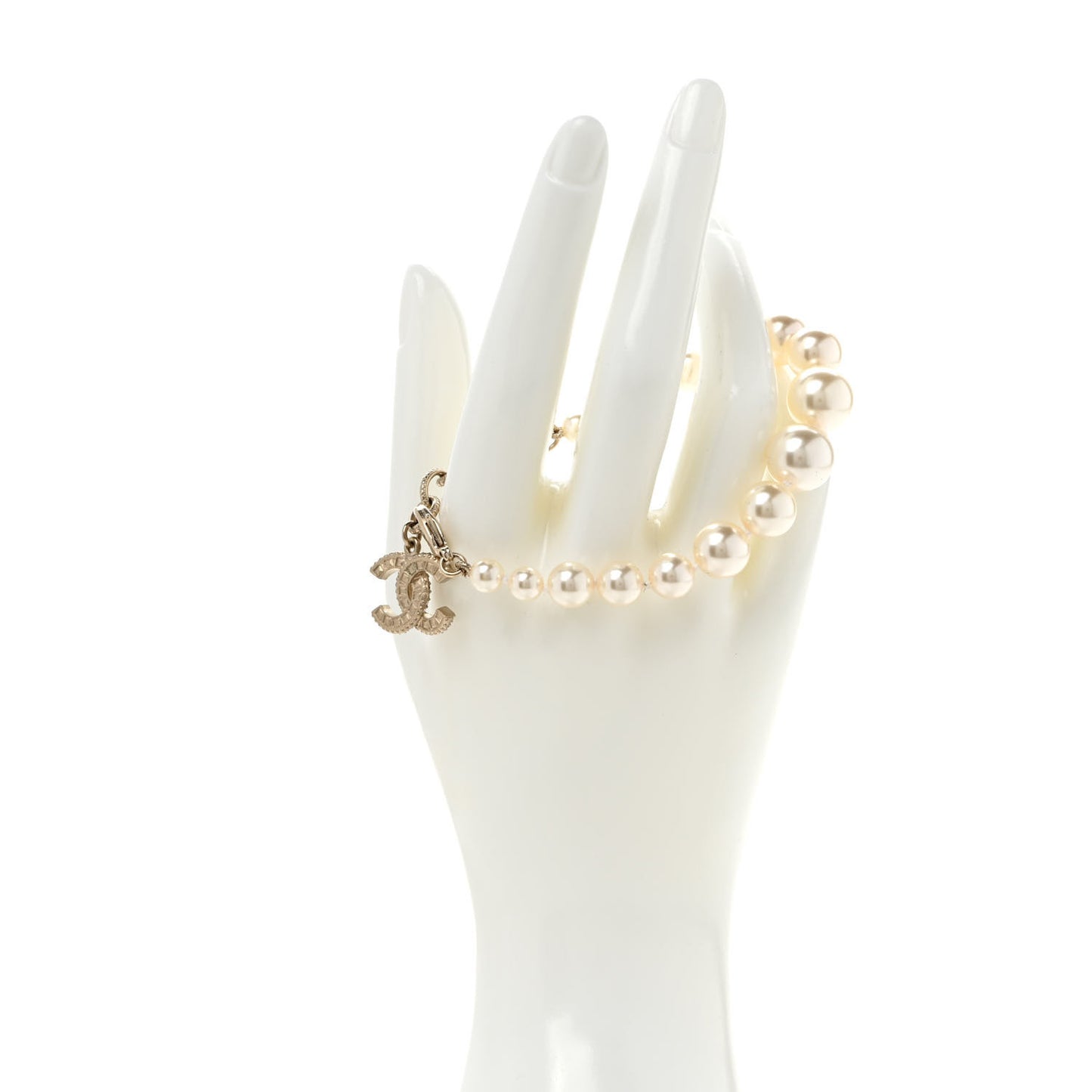 Pearl Crystal CC Bracelet Gold