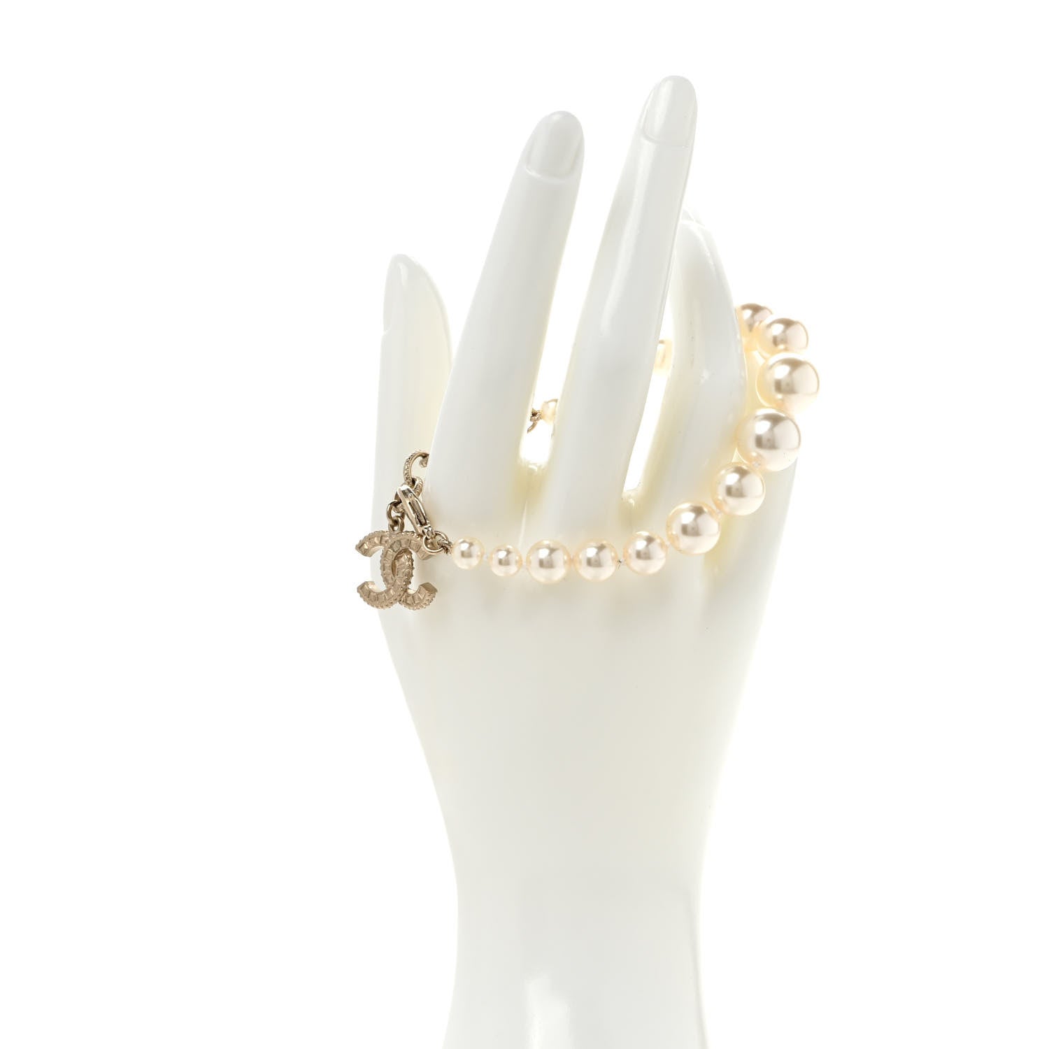 Chanel Pearl Crystal CC Bracelet Gold 2 of 5