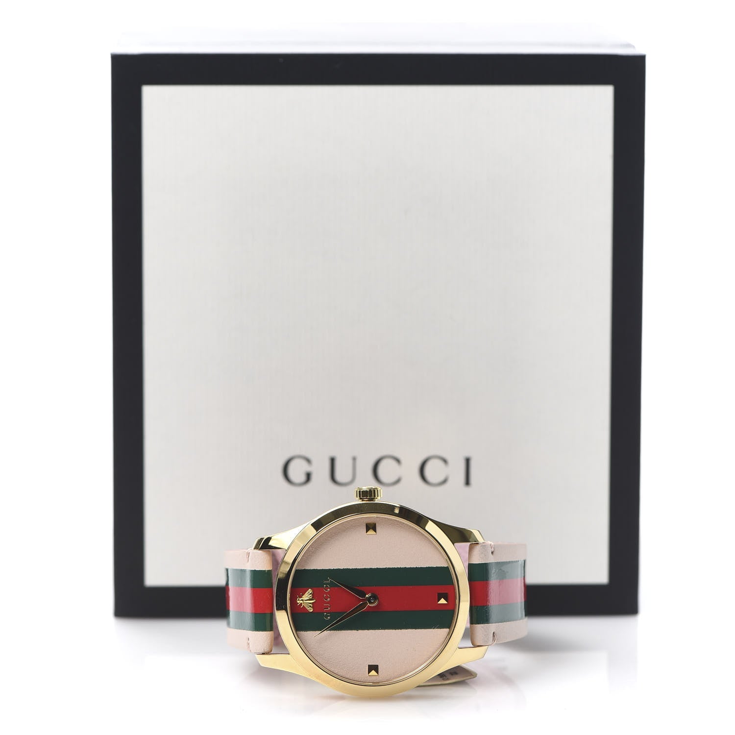 Gucci Stainless Steel Calfskin 38mm G-Timeless Stripe Web Quartz Watch Pink 6 of 6
