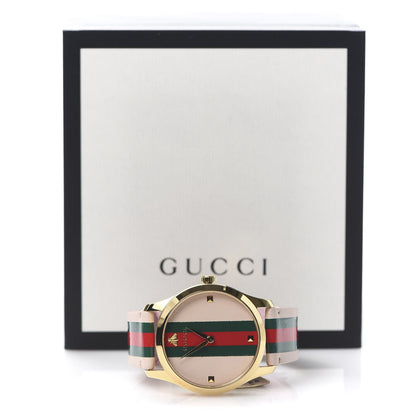 Gucci Stainless Steel Calfskin 38mm G-Timeless Stripe Web Quartz Watch Pink 6 of 6
