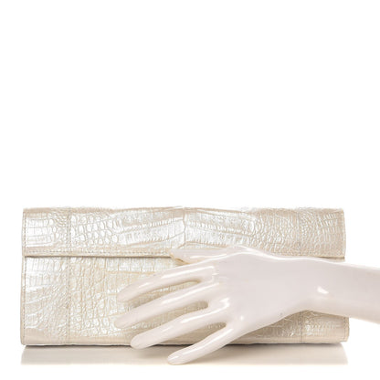 Nancy Gonzalez Crocodile Foldover Clutch White 2 of 7