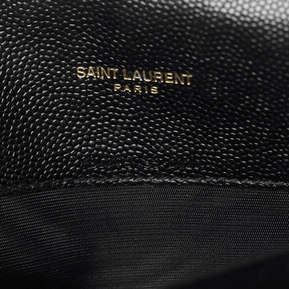 Saint Laurent Grain De Poudre Matelasse Chevron Monogram Envelope Chain Wallet Black 8 of 11